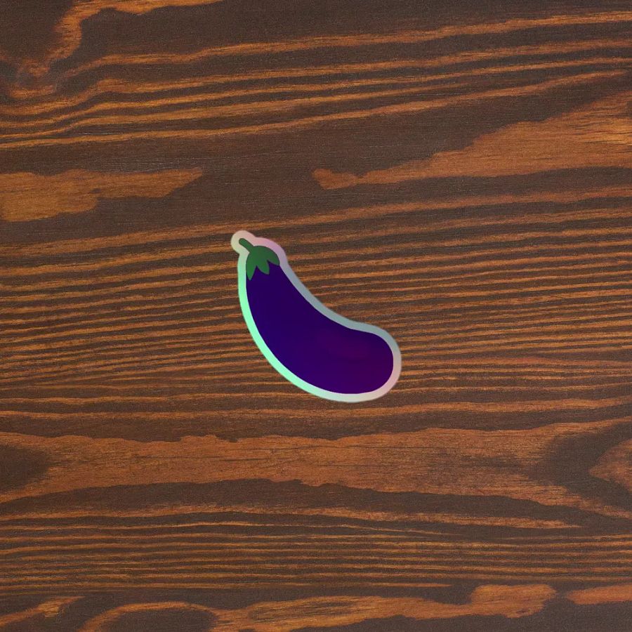 I Love Eggplant Holographic Sticker product image (5)