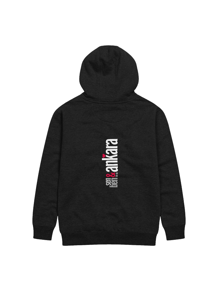 Premium Bir Söz: Sen & Ben Bir de Ankara | Türkçe Anlamlı Söz Tasarımlı Cotton Heritage Hoodie | Kapüşonlu product image (2)