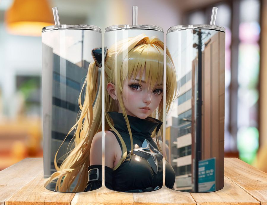 Golden Darkness 20 oz Stainless Steel Tumbler – To Love-Ru Mysterious Assassin Design product image (1)