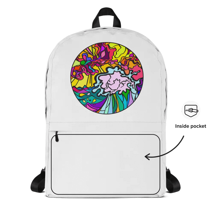 Vibrant Stained Glass Swirls Backpack – Wave at Sunset product image (2)
