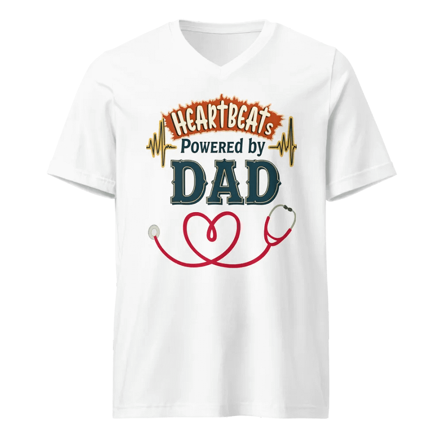 Dad-Powered Heartbeats V-Neck Tee product image (1)