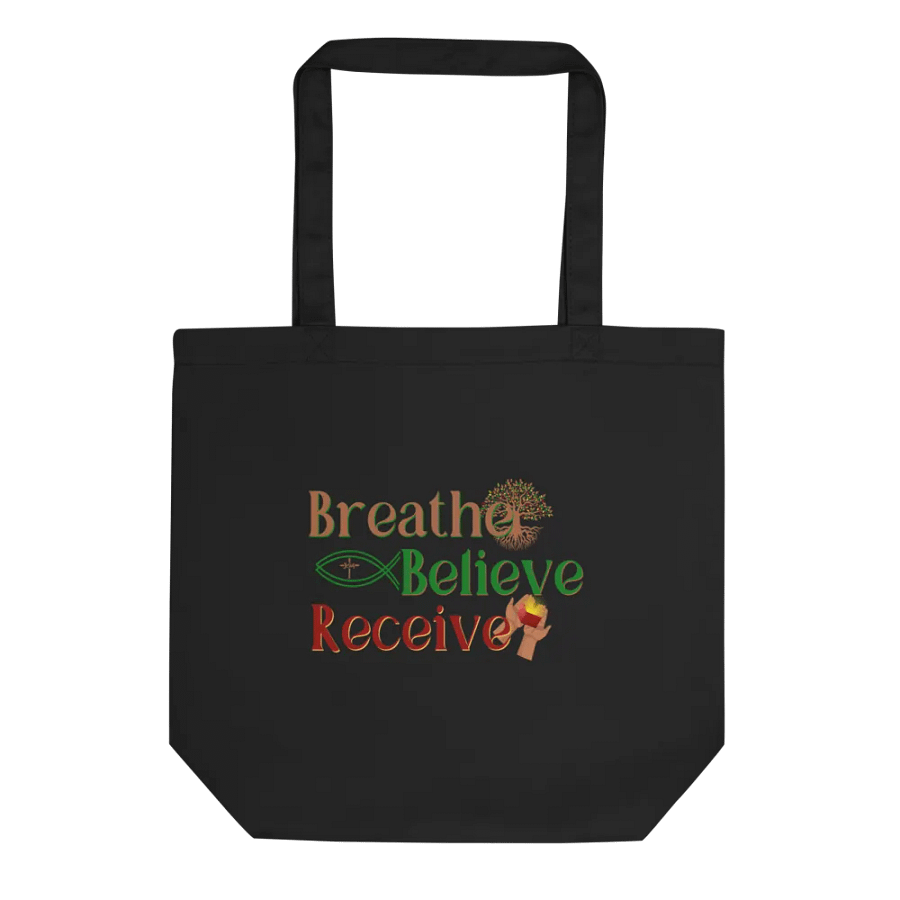 Breathe Believe Receive Econscious Eco-Friendly Tote Bag, Inspirational Motivational, Self-Affirmation, Positive Vibes, Gift Idea product image (2)