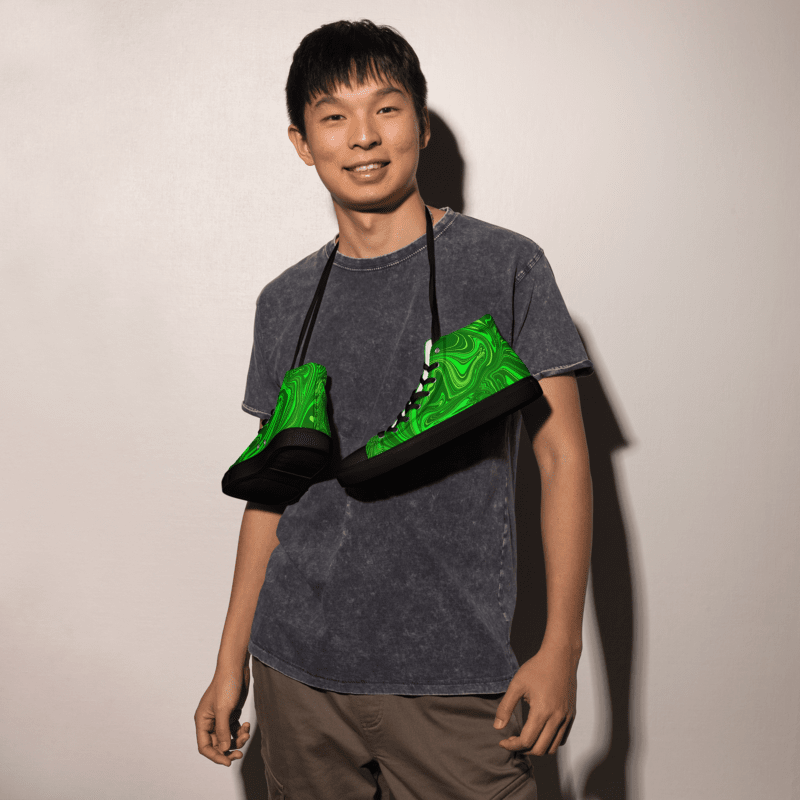 Men's High Top Canvas Shoes - Different Shades of Green Digital Fluid Art product image (7)