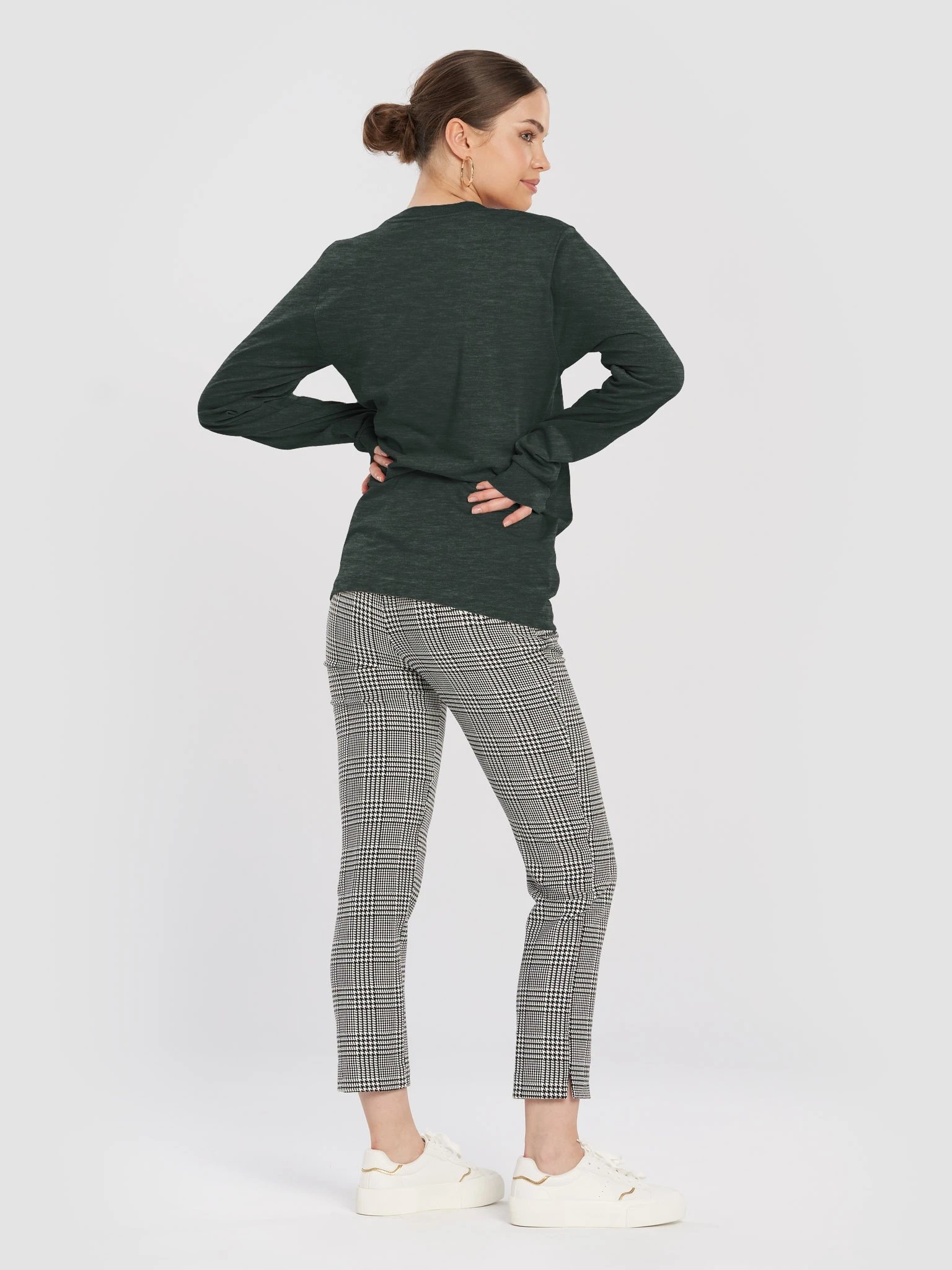 Plain Color Heather Forest Long Sleeve T-Shirt product image (4)