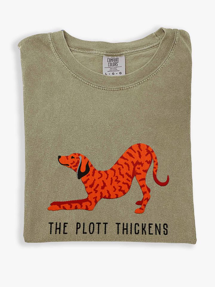 The Plott Thickens T-Shirt(Embroidered) of a Plott Hound(Red Brindle) product image (1)