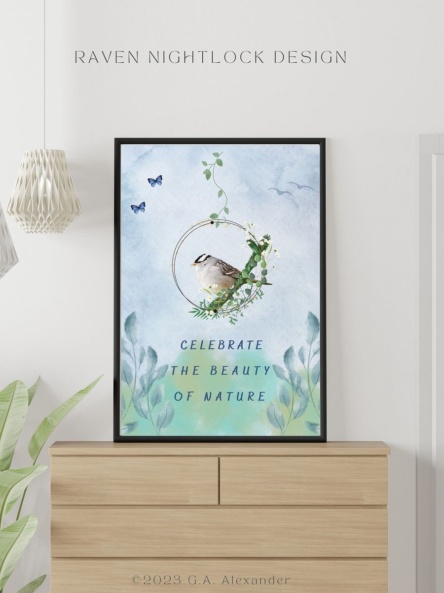 White-Crowned Sparrow Bird Wildlife Photography Wall Art product image (4)