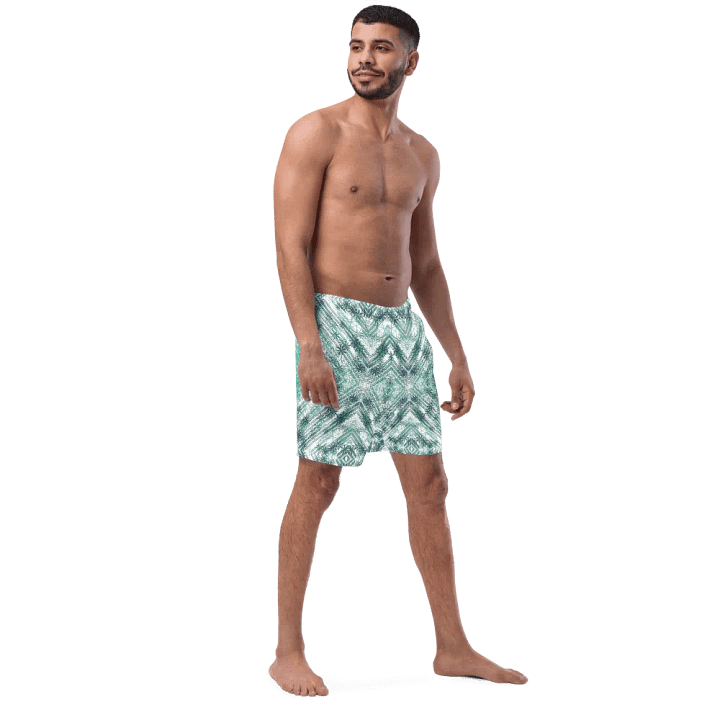 Shades Of Green Geometric Pattern Mens Swim Shorts product image (1)