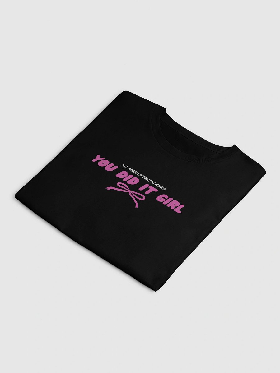 You Did it Girl Bow Cropped Tee - Black/Hot Pink product image (4)