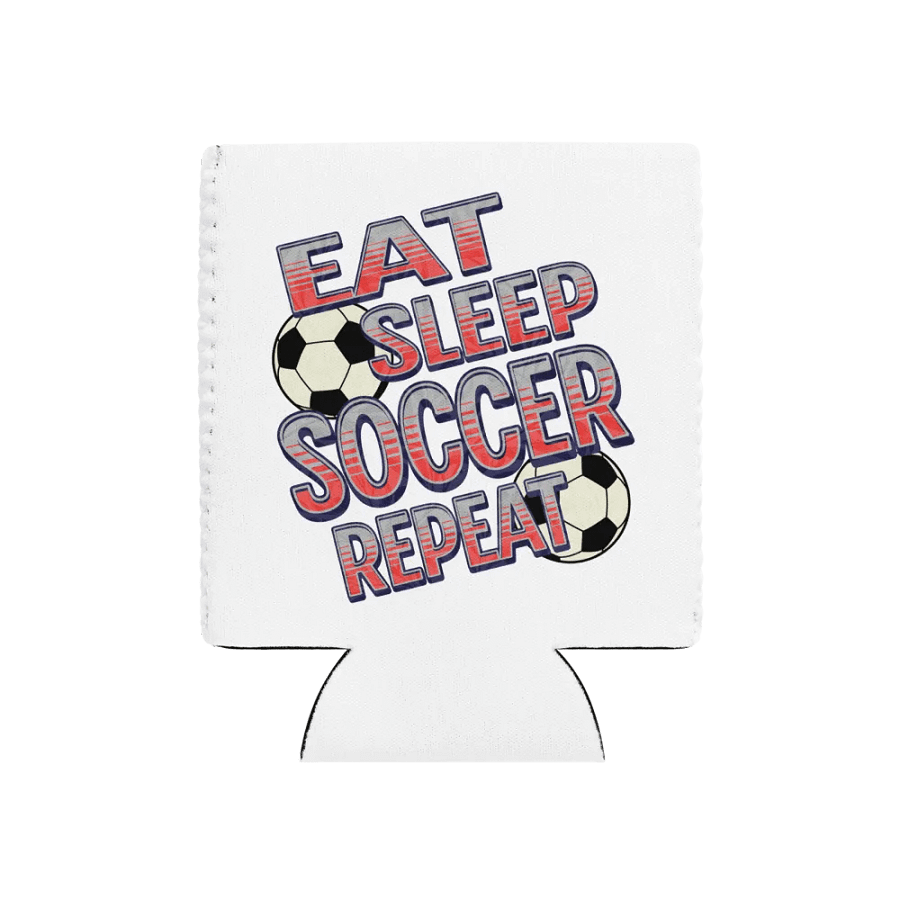 Eat Sleep Soccer Repeat Angle Stripes Can Cooler product image (1)