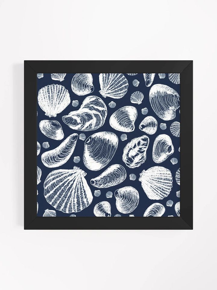 New England Tidal Treasures | White on Navy | by Monique Faella Designs™ | Framed Coastal Wall Art | Museum-Quality Print product image (1)