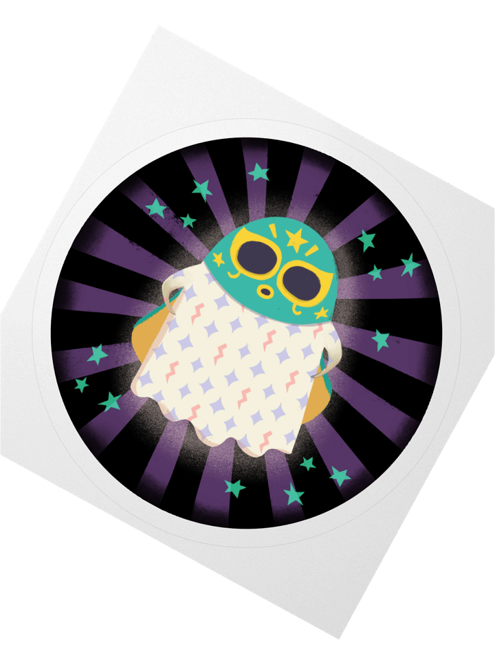 Little Ghost Luchador - Vinyl Sticker product image (1)