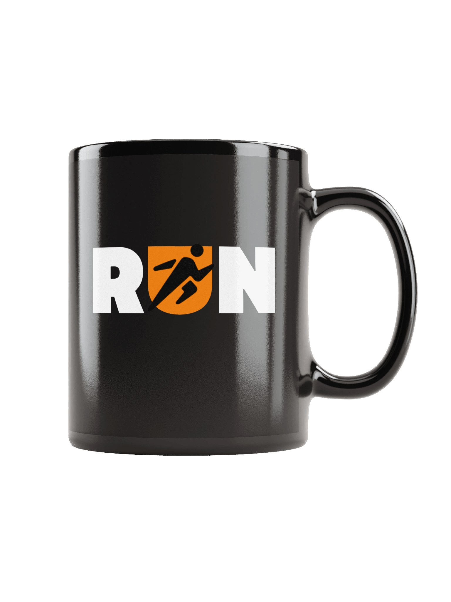 RUN Typography with Athlete Symbol Black Coffee Mug product image (1)