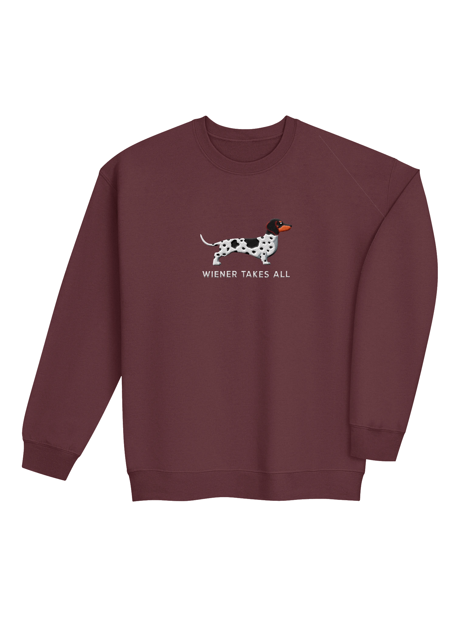 Wiener Takes All Sweatshirt (Embroidered) of a Dachshund(Piebald Black) product image (8)