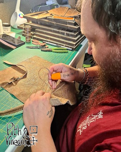 Nearly all of my stitching is done by hand. Just me, some thread, and a bit of brute force and ignorance!

It’s not the faste...