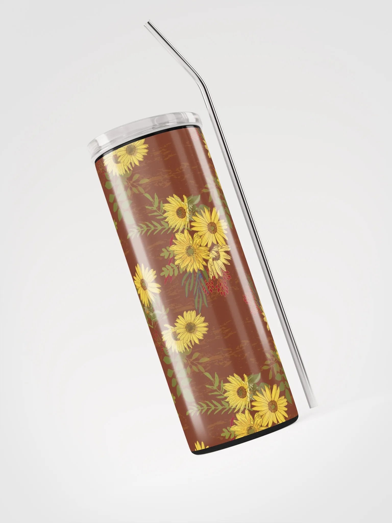 Helianthus Sunfllower 20-ounce Stainless Steel Tumbler with Straw - Red product image (10)