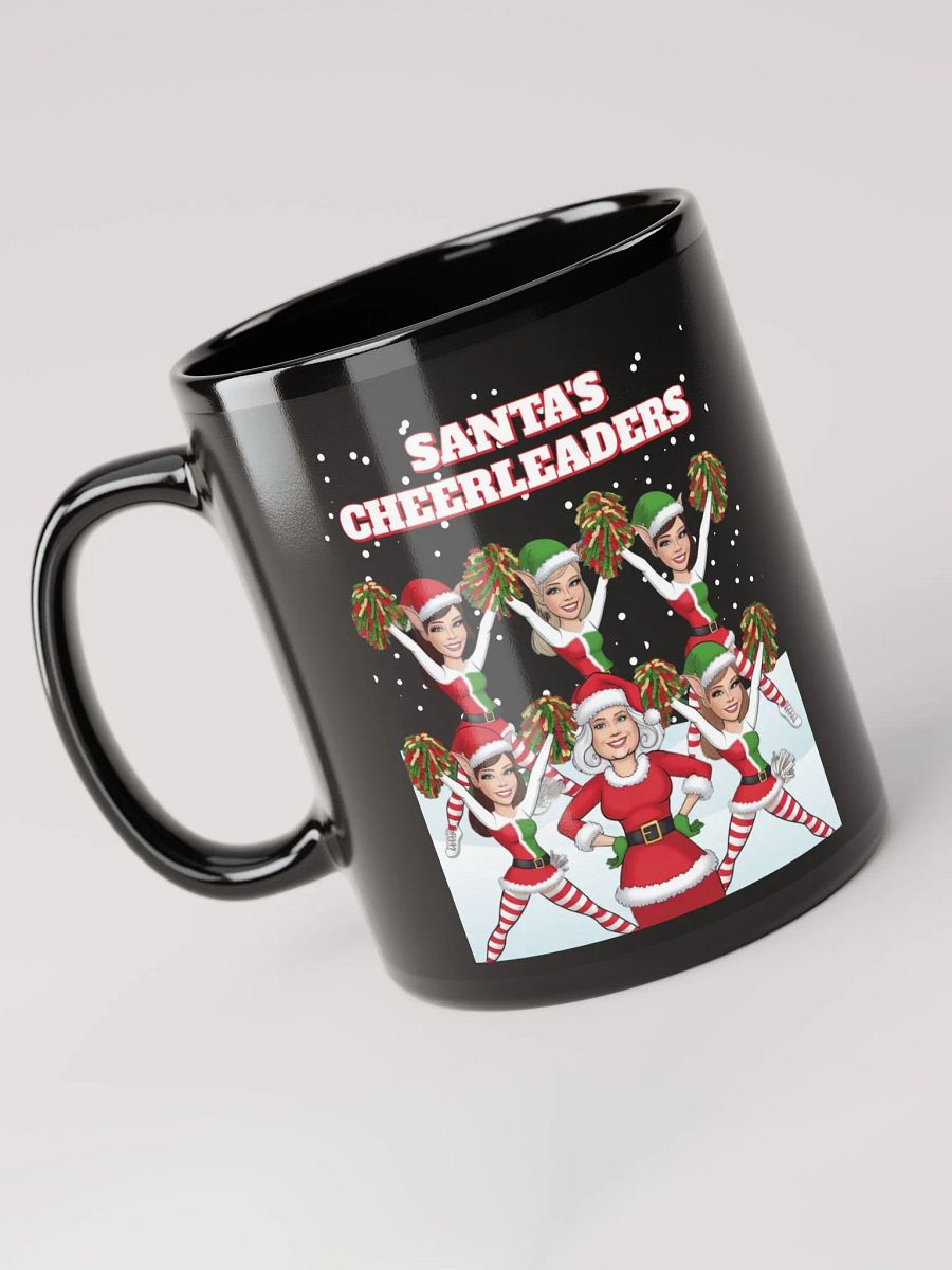 Santa's Cheerleaders Elves Squad Black Mug product image (5)
