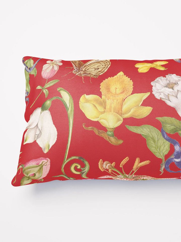 Exotic Blooming Floral Butterfly Red Pillow product image (2)