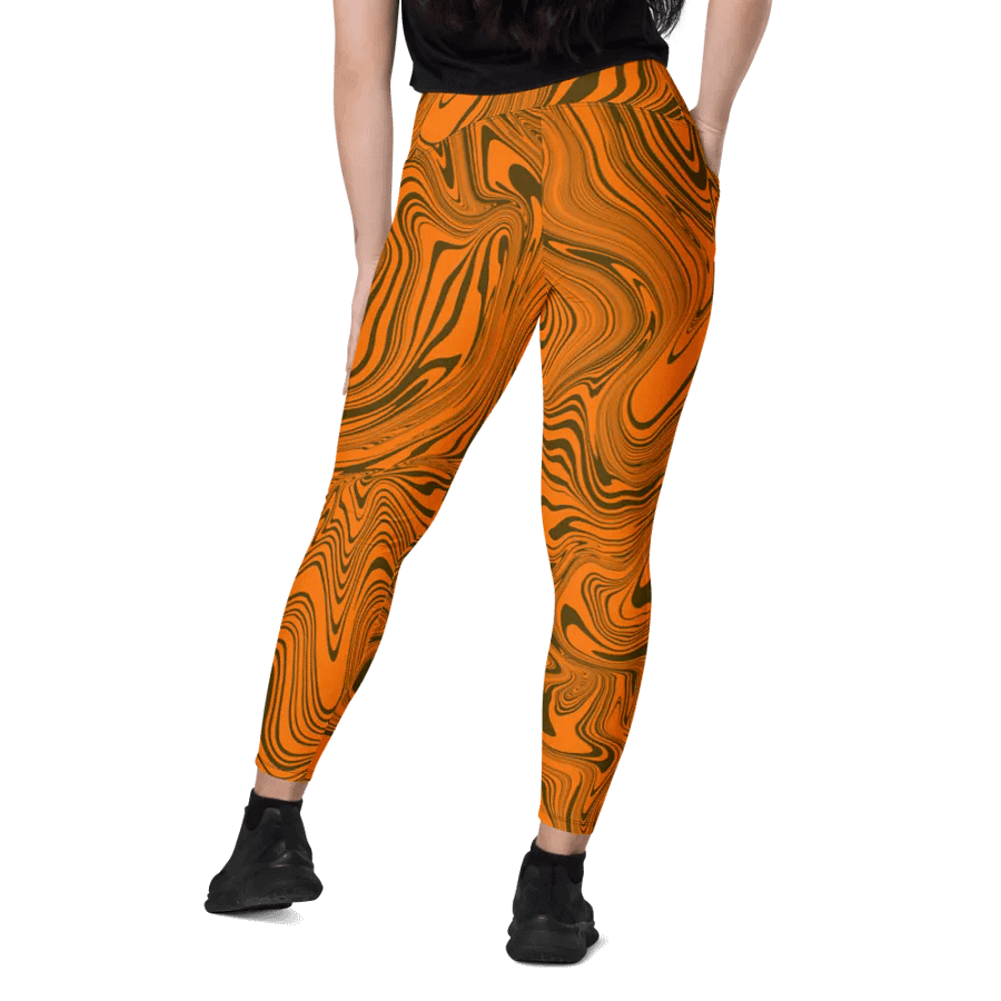 Leggings with Pockets - Abstract Orange Swirls product image (12)