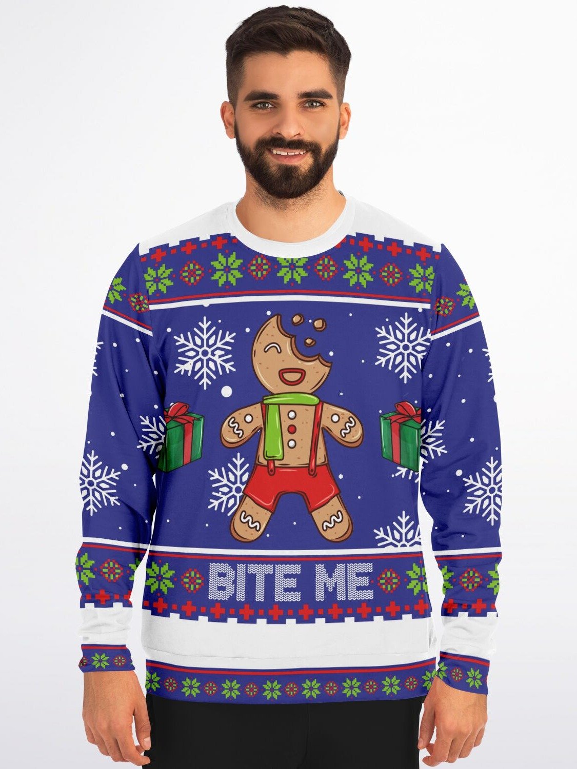 "Bite Me" Gingerbread Christmas Sweatshirt | Funny Holiday Sweater | Sassy Cookie Winter Pullover | Christmas Party Outfit product image (1)