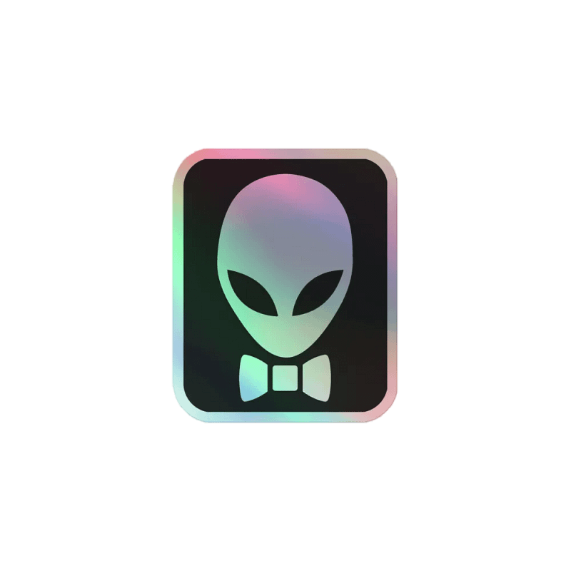 Alien with Bow Tie Holographic Sticker