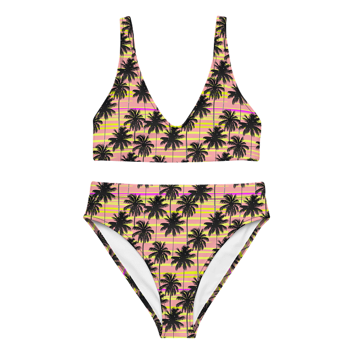 Starry Palms Yellow Pink High-Waisted Bikini product image (1)