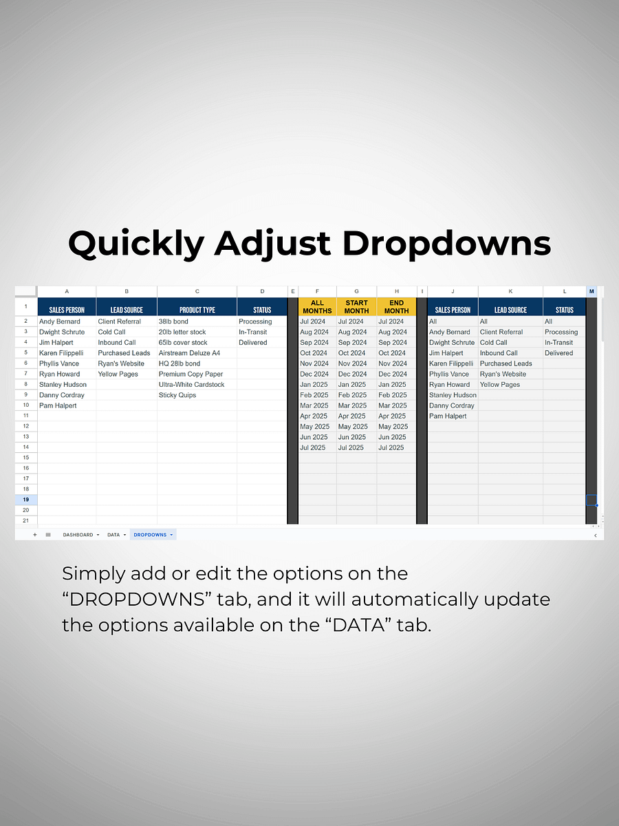 Dynamic Sales Dashboard in Google Sheets product image (3)