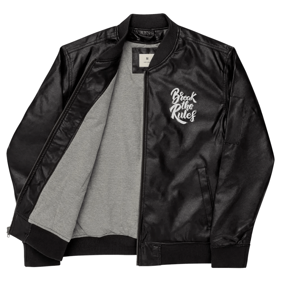 BREAK - Pixelated Portrait Faux Leather Bomber Jacket product image (10)