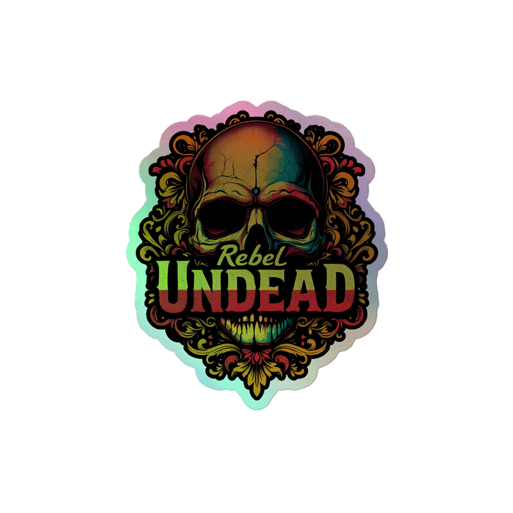 Rebel Undead Aztec Skull Holographic Sticker product image (1)