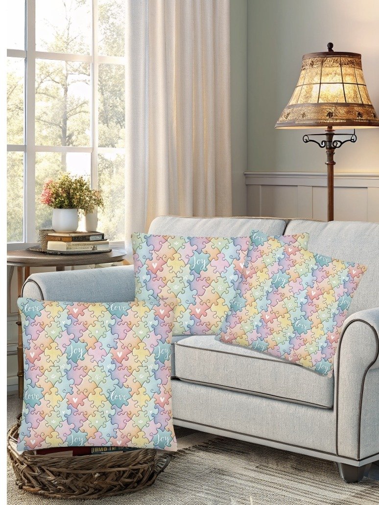 Harmonious Puzzle Pastels Decorative Pillow product image (10)