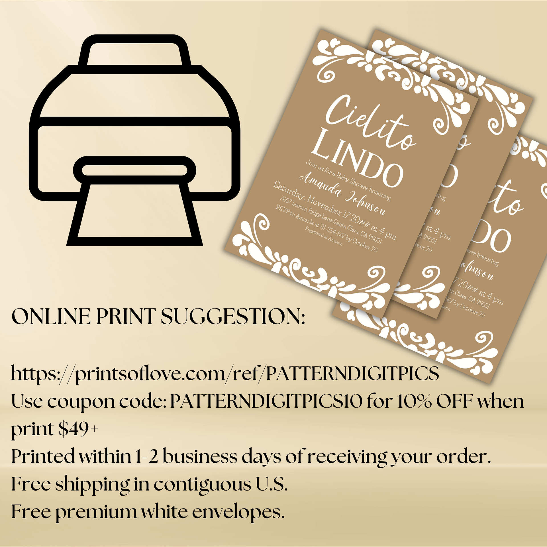Cielito Lindo Baby Shower Invitation Template for your Talavera Inspired Mexican Fiesta Party - Beige Gender Neutral Printable Invite product image (8)