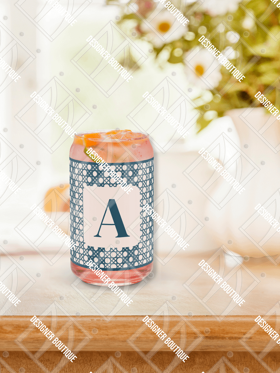 Le Rose Blue Monogram A Can-Shaped Glass product image (4)