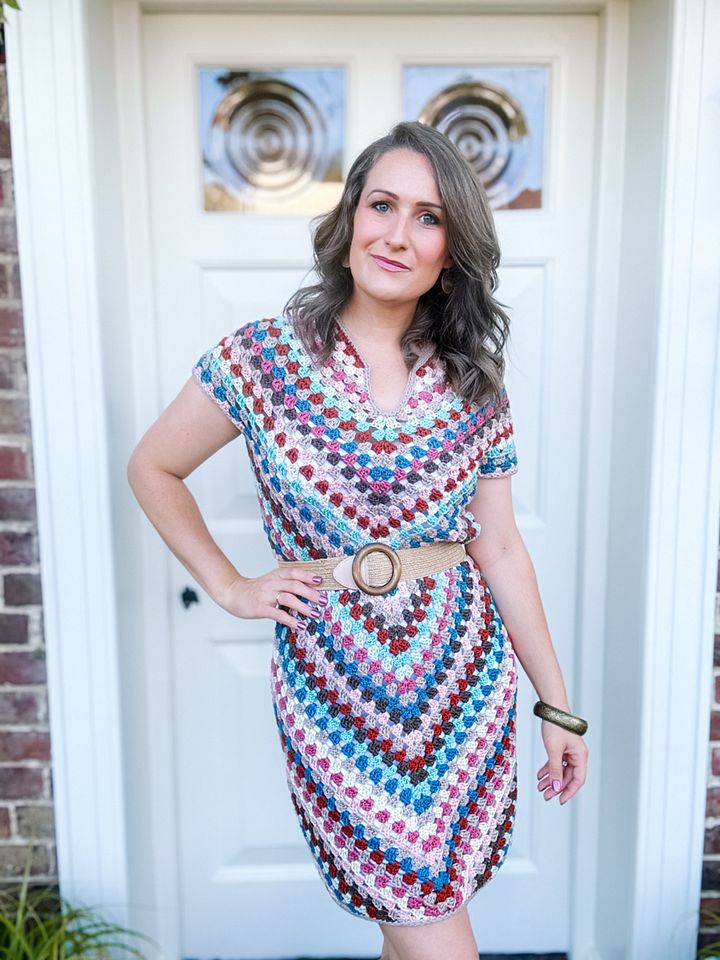 Top Down Crochet Granny Stitch Dress Pattern Adult Sizes product image (1)