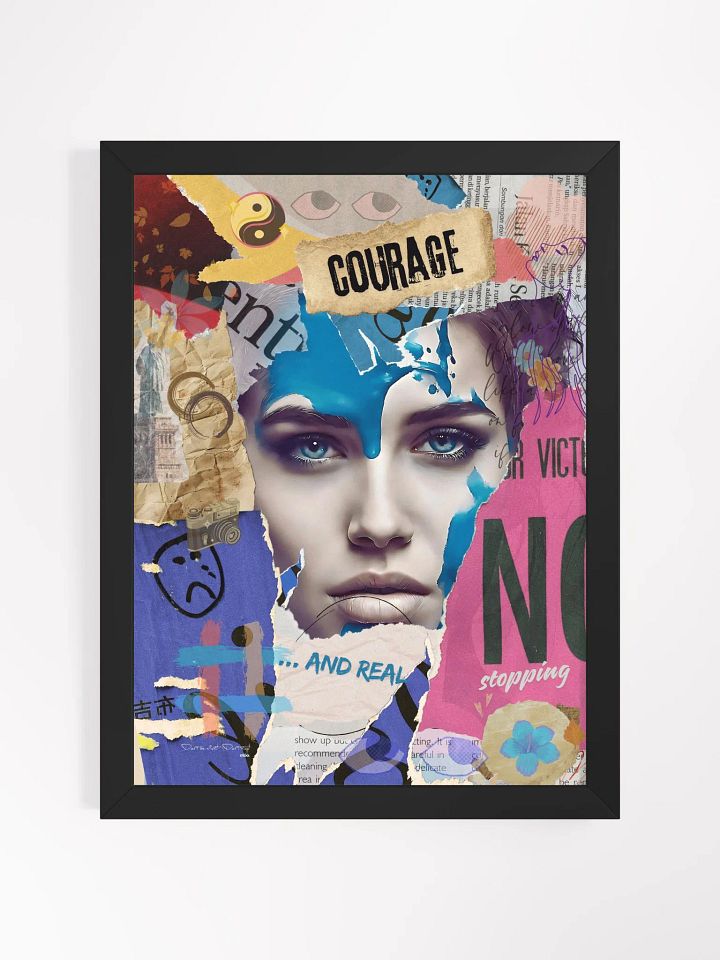 Don't be silent! Don't stop! Blue. | Framed Collage Painting product image (2)