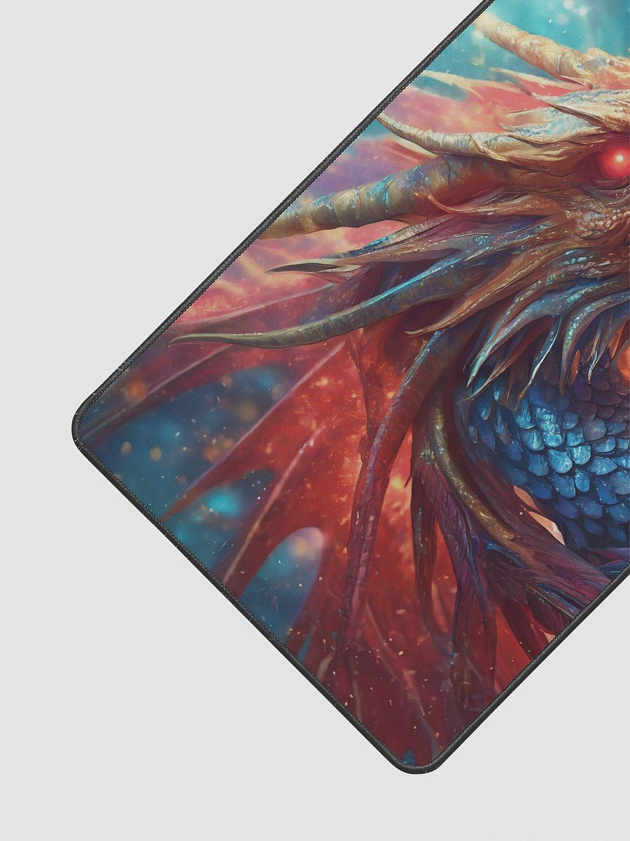 Close up of mystic dragon, like a phoenix, red and blue colors illustration-Gaming Desk Mat 15.5