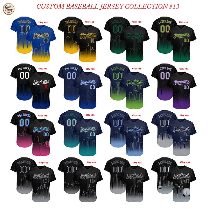 Authentic Gradient Fashion Baseball Jersey Up Down Colors City Collection, Personalized Sport Jersey, Two Tones product image (2)