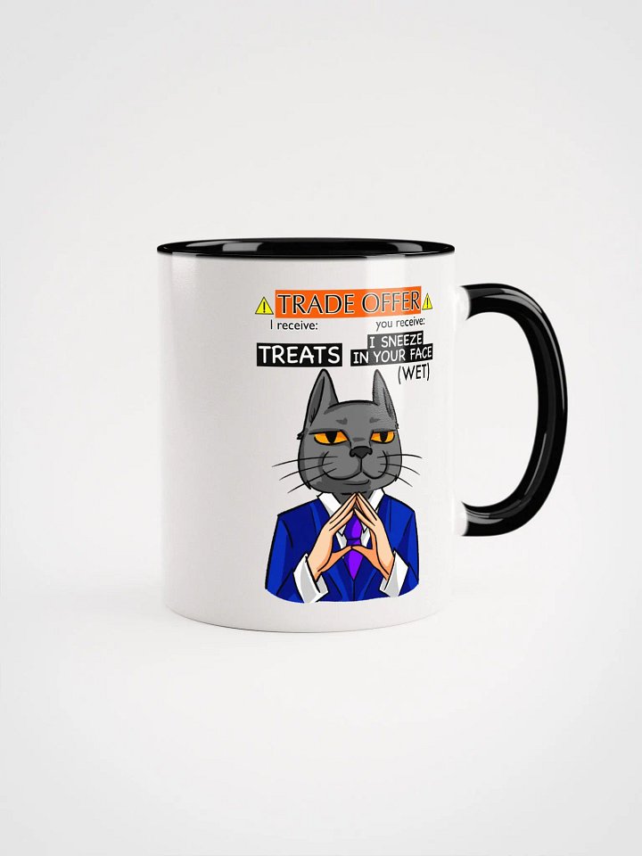 Trade Offer Human-Cat Meme Mug Multicolored Rim product image (1)