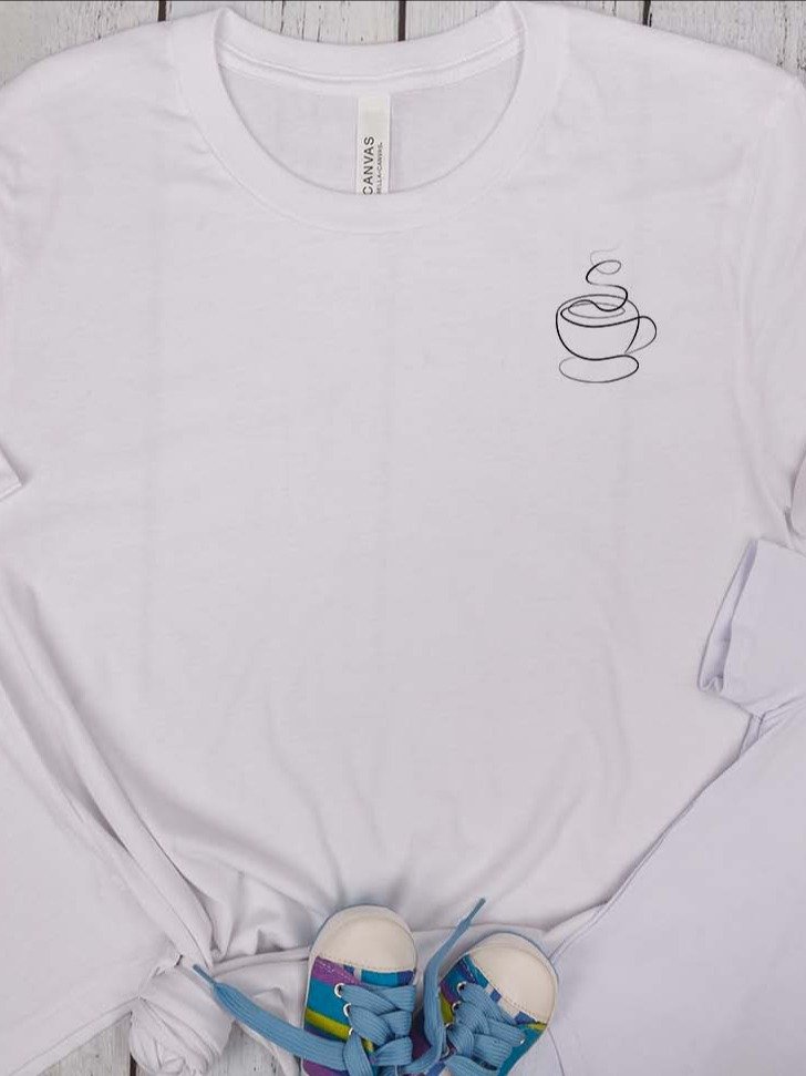 T-Shirt mit Kaffeetassen-Design – Minimalistische Line-Art für Kaffeeliebhaber product image (2)