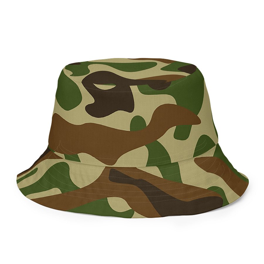 Woodland Green Army Camouflage Military Camo Pattern Reversible Bucket Hat product image (7)