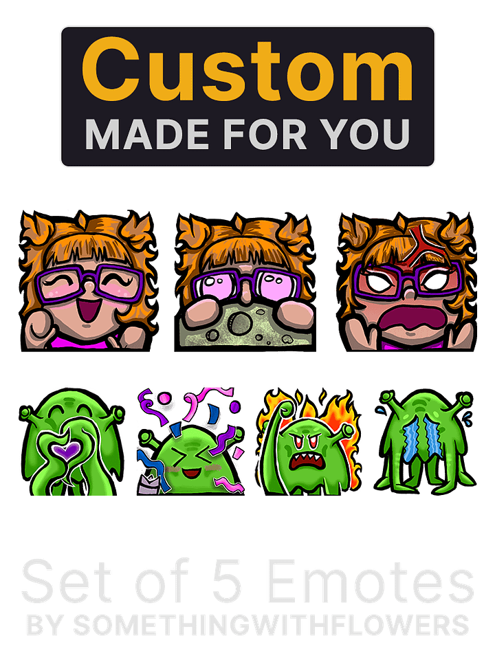 (Set of 5) Custom Handdrawn Emote by SomethingWithFlowers product image (1)