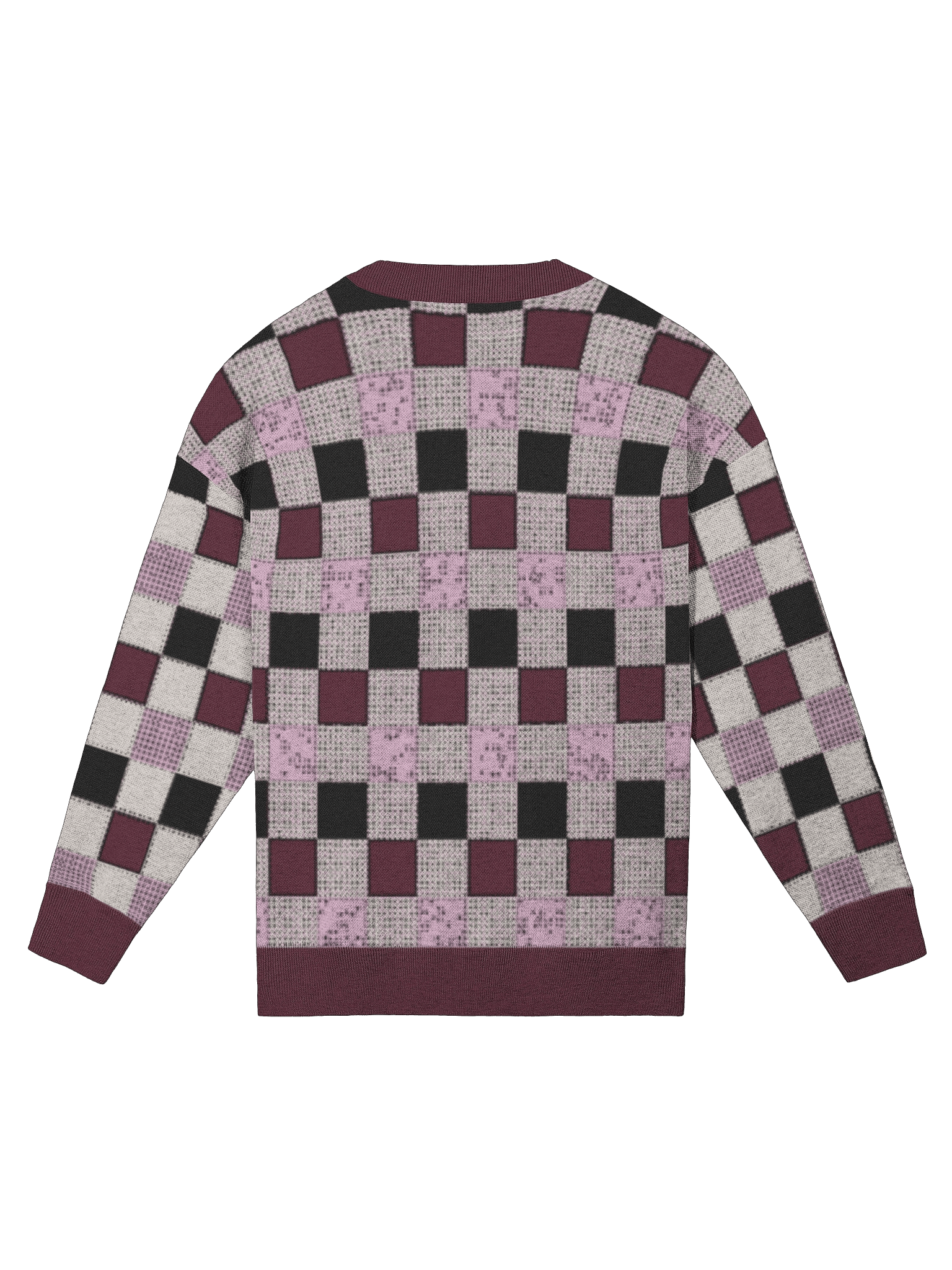 Kanji of LOVE set on Ichimatsu pattern in Fall Equinox colors of Enso Twilight Relaxed Fit Jacquard Knitted Sweater product image (2)
