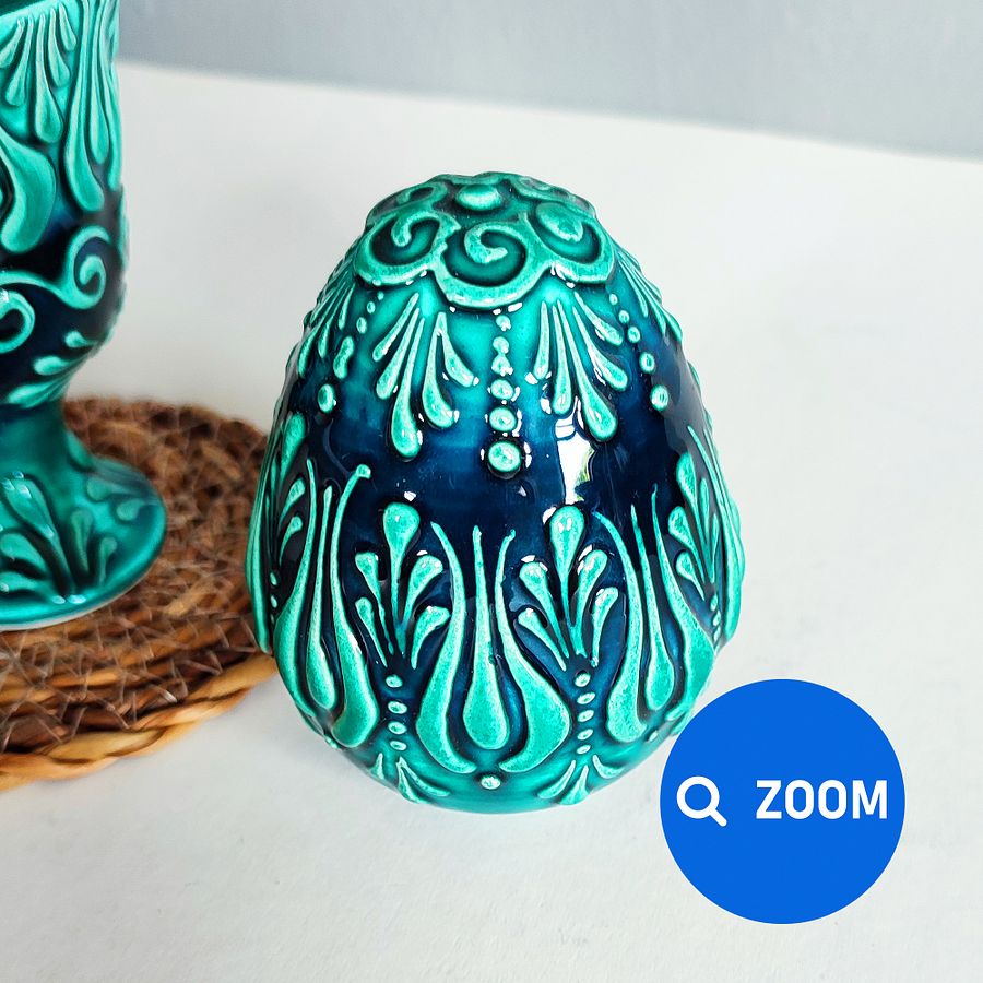 Ceramic turquoise Easter egg — handmade pottery, handmade ceramic, home decor, handmade gift, Turkish ceramic product image (8)