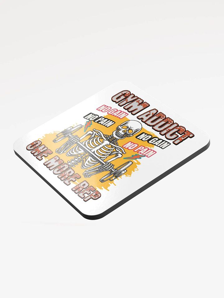 Gym Addict One More Rep Skeleton Motivational Fitness Cork Coaster product image (2)