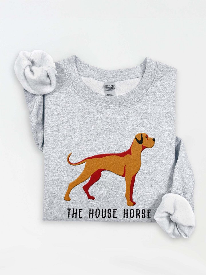The House Horse Sweatshirt (Embroidered) of a Great Dane(Tan) product image (1)