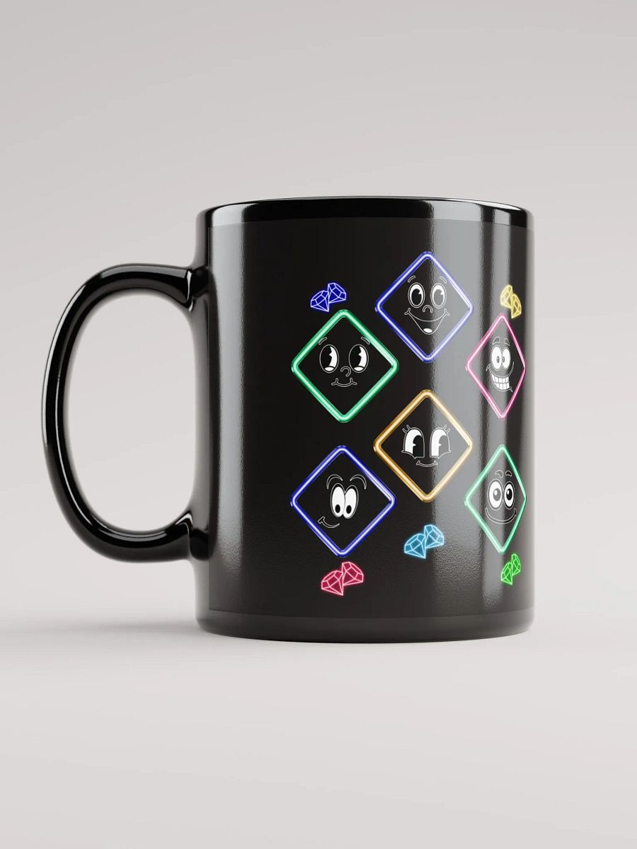 Happy Diamond Faces - Colorful Artistic Black Mug product image (9)