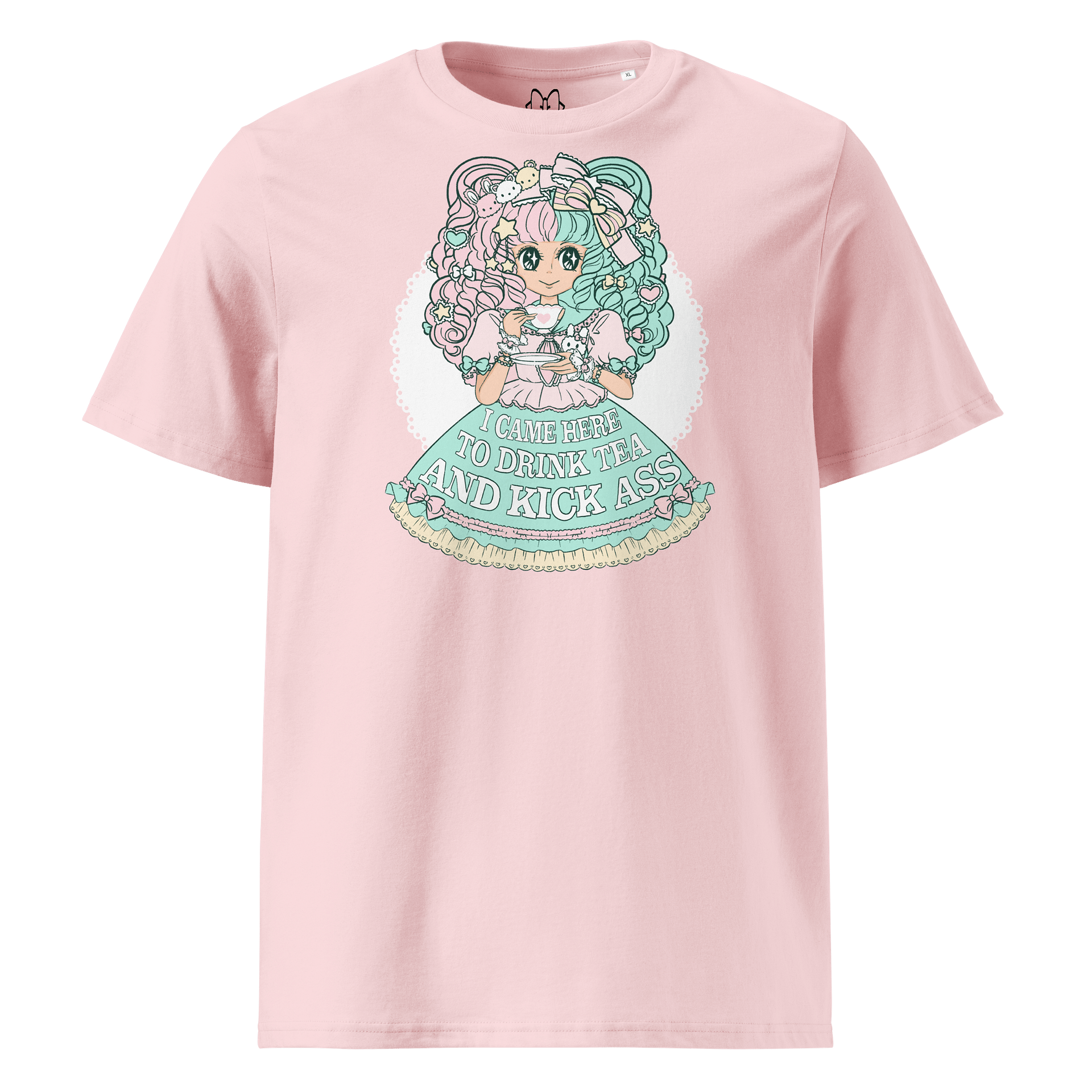 𝑼𝑺𝑨 I Came Here to Drink Tea & Kick Ass (OTT, Mint) organic cotton t-shirt product image (1)