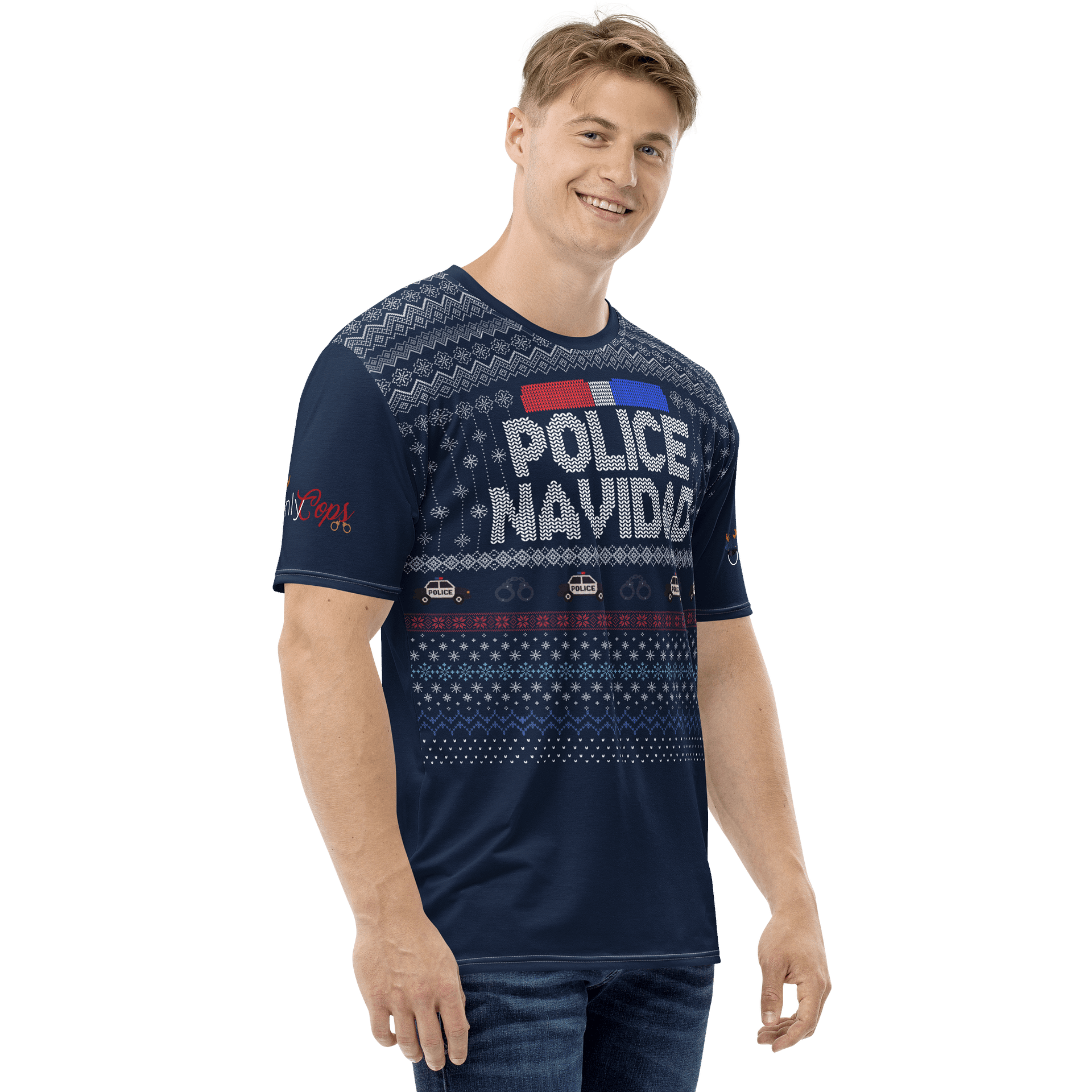 Festive Police Navidad All-Over Print Tee product image (3)
