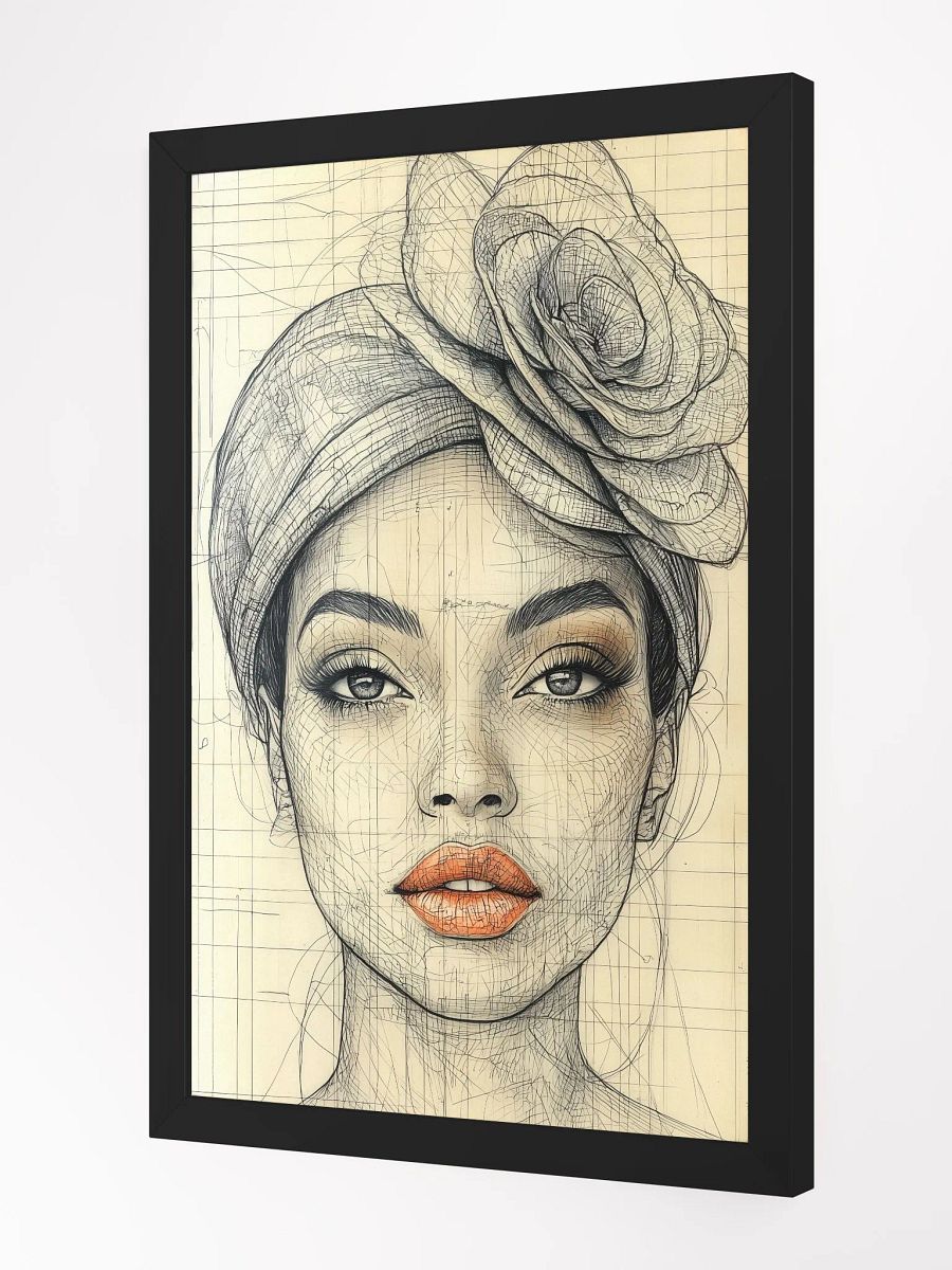 Classic Chic: Retro Portrait Art Print of a Woman in a Spectator Hat product image (2)