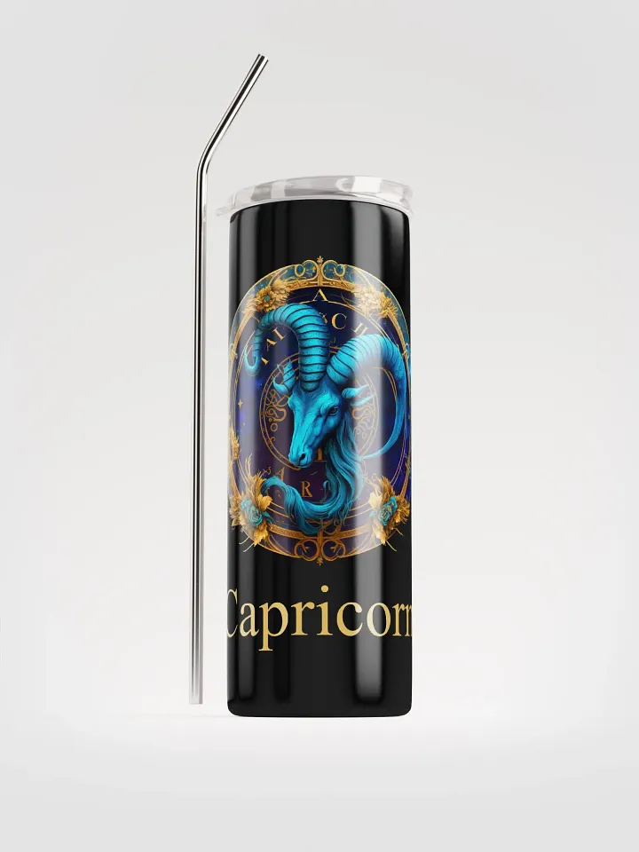 Deep Blue & Gold Capricorn Zodiac Stainless Steel Tumbler: Savor Zodiac Luxury product image (1)