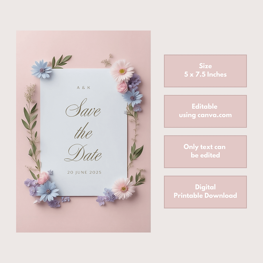 Stylish Save The Date Card - Dizynai (DSD-03) product image (2)
