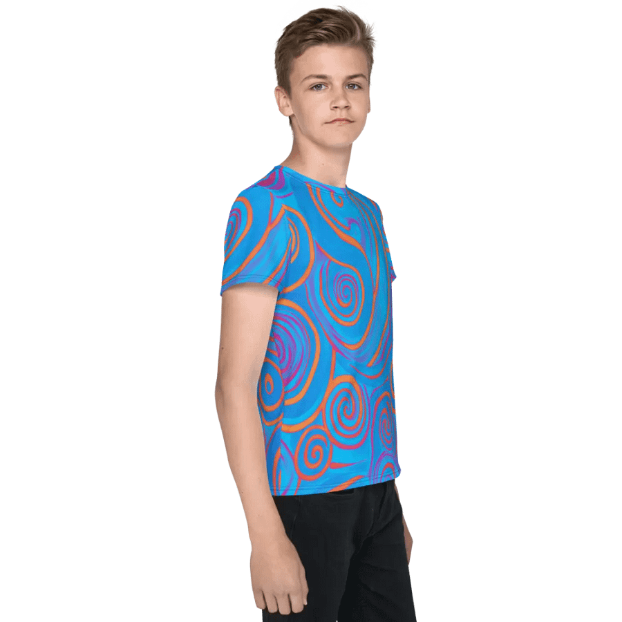 Funky Blue Dreams Liquid Tie-Dye Youth Crew Neck Tee product image (8)